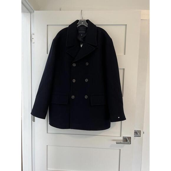 Tommy Hilfiger $299 Double Breasted Wool Blend Peacoat Navy Blue Size XL - Picture 4 of 7